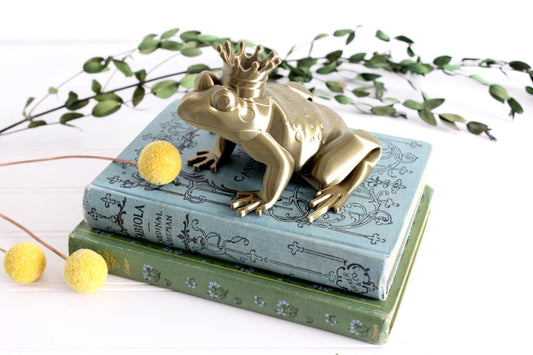 Frog Prince Figurine, Frog King with Crown, Fairytale Nursery Decor