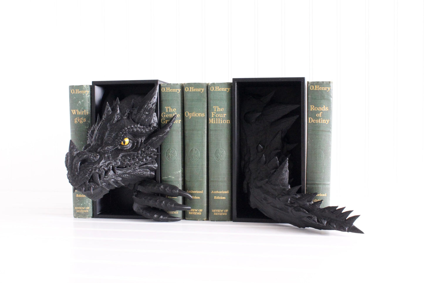 Dragon Book Nook SET, Dragon Tail and Head, Bookshelf Decor, 3D Print, Bookish