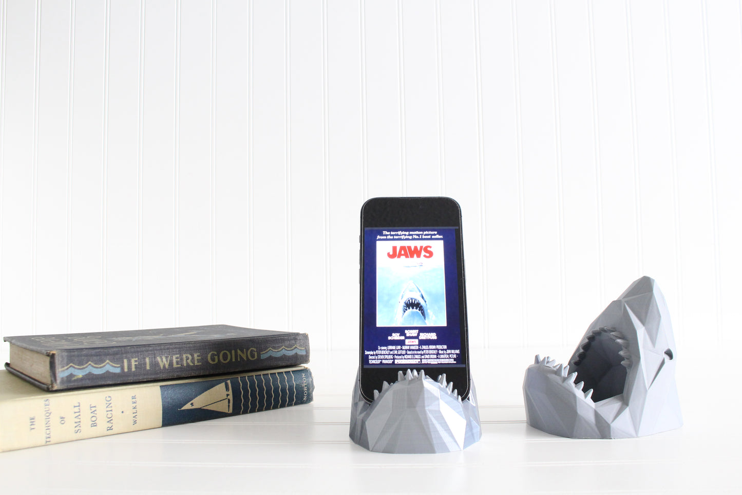 Shark Phone Stand, Planter, Candle Holder, Great White Shark 3D Print