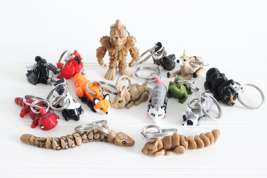 Mountain  Animal Pack (50 Assorted  Animal Keychains)-  Animal Keychain for Car Keys, Backpacks