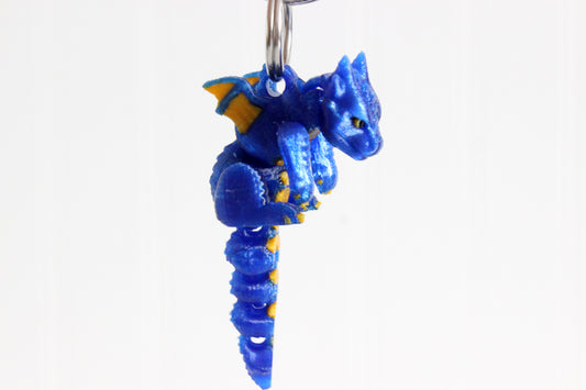 Blue Dragon Keychain - Mini Dragon Keychain for Car Keys, Backpacks, and Purses