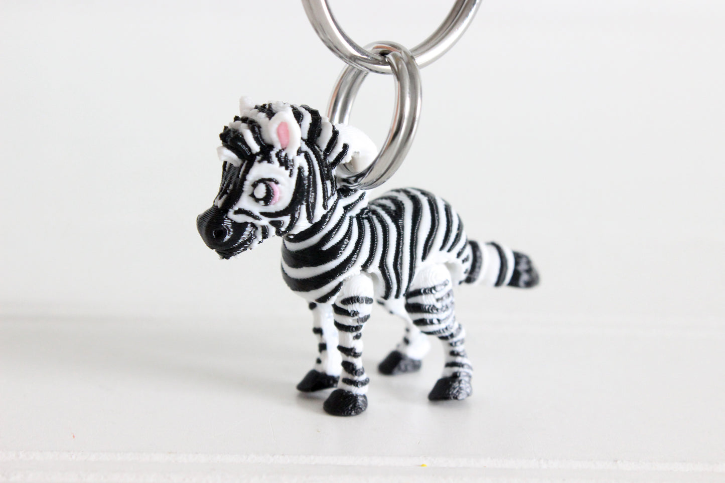 Zebra Keychain -  Animal Keychain for Car Keys, Backpacks, and Purses