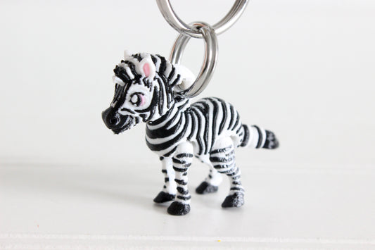 Zebra Keychain -  Animal Keychain for Car Keys, Backpacks, and Purses