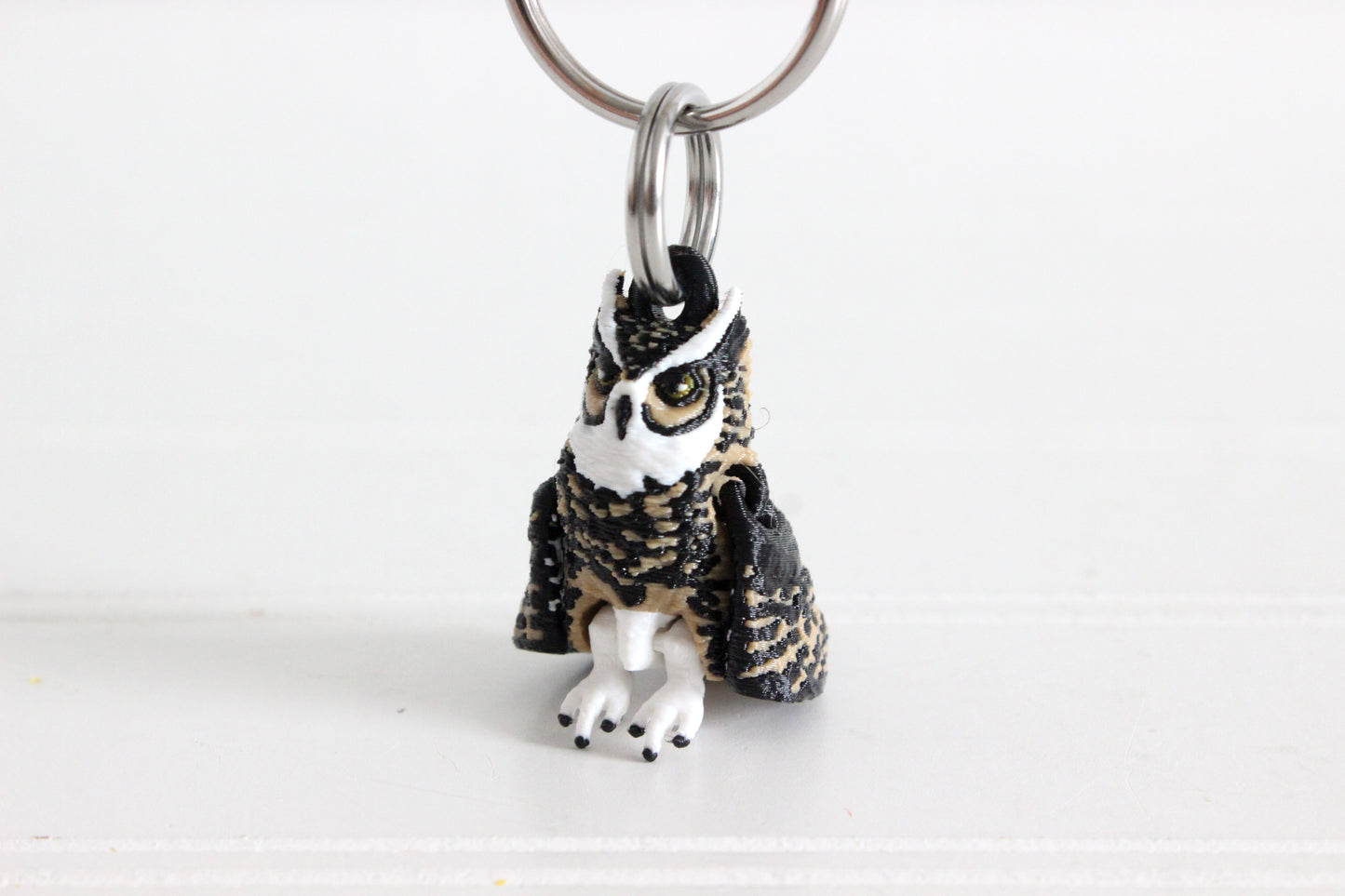 Great Horned Owl Keychain - Animal Keychain for Car Keys, Backpacks, and Purses