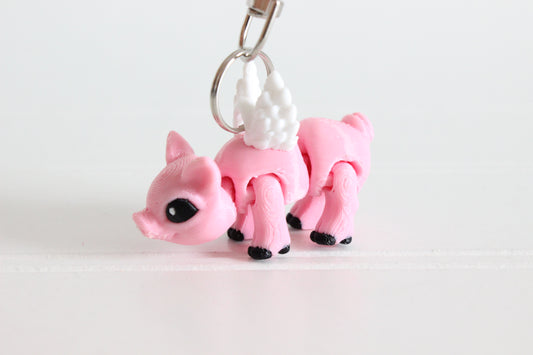 Flying Pig Keychain -  Animal Keychain for Car Keys, Backpacks, and Purses