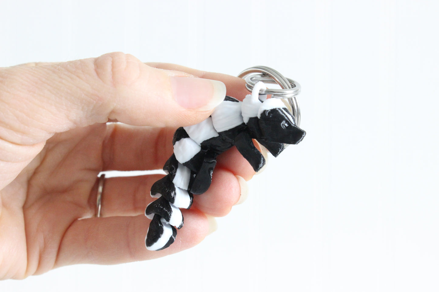 Skunk Keychain - Animal Keychain for Car Keys, Backpacks, and Purses