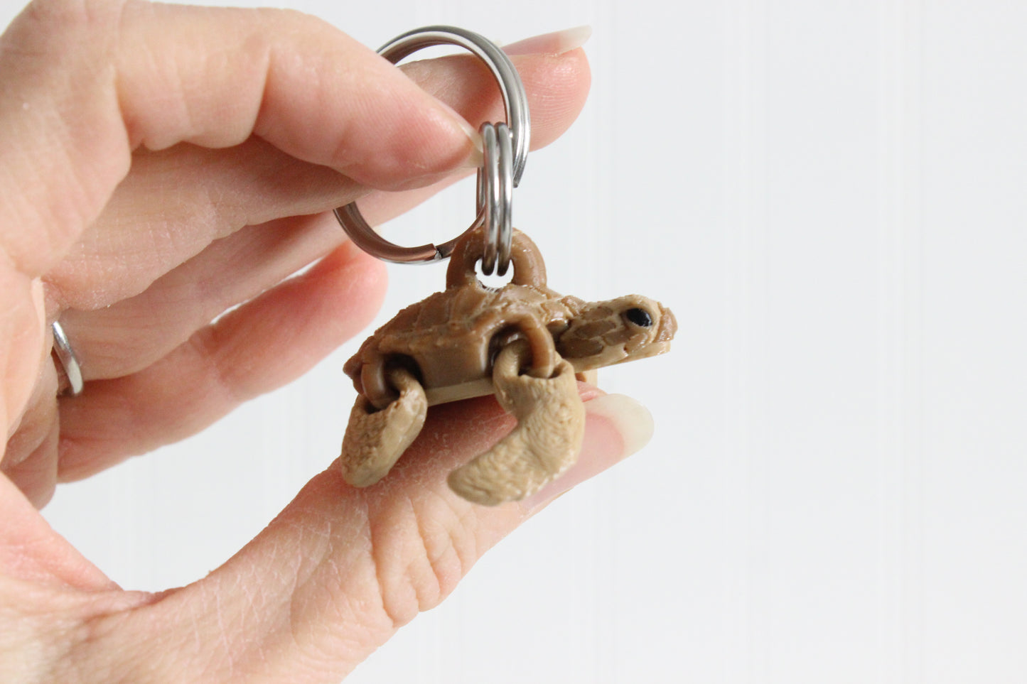 Brown Sea Turtle Keychain -  Animal Keychain for Car Keys, Backpacks, and Purses