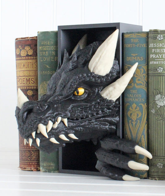 Dragon Book Nook, Dragon Head ONLY with Colored Spikes, Teeth, and Claws, Bookshelf Decor, 3D Print, Bookish