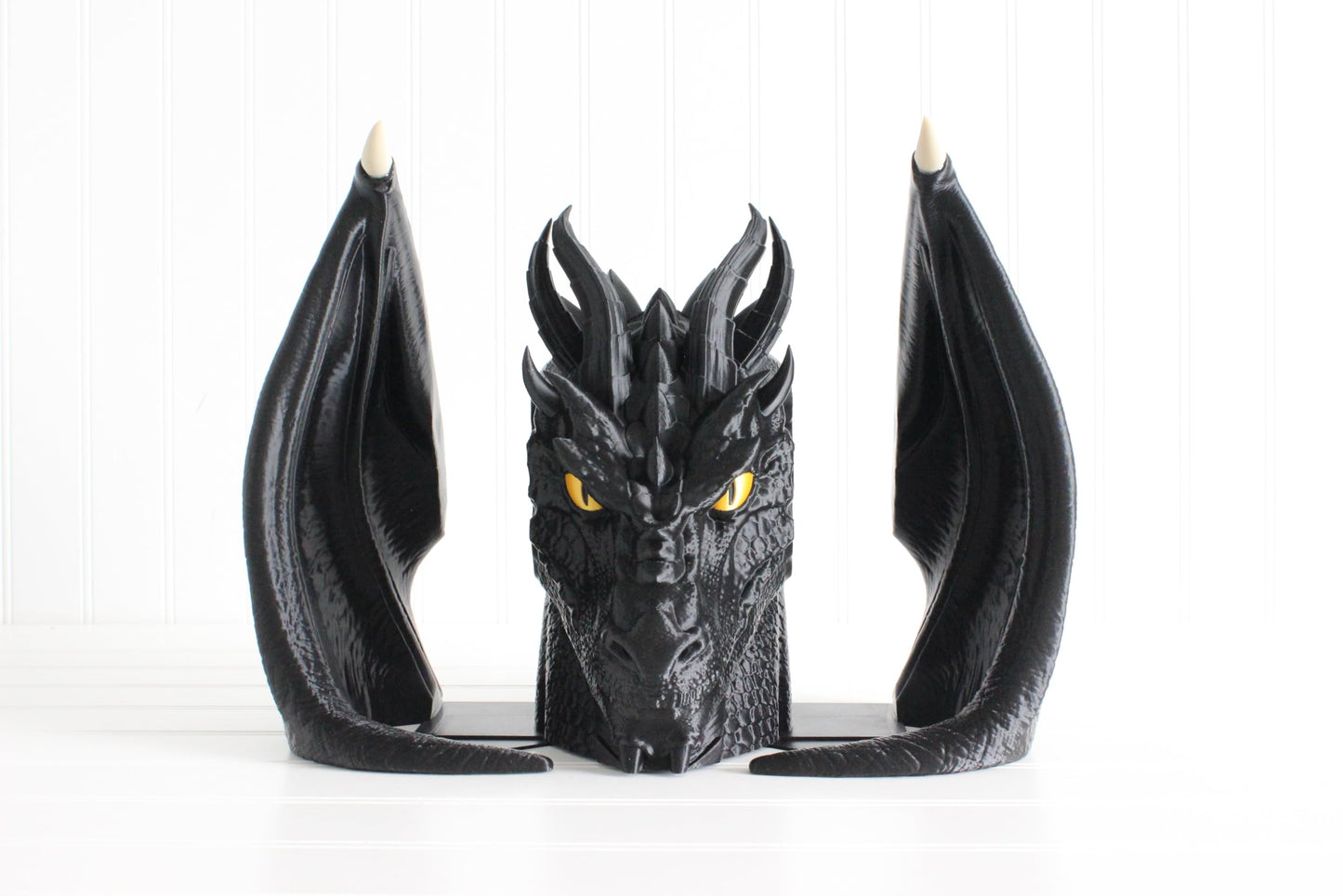 Dragon Bookshelf Decor, Dragon Head, Wings, and Tail, 3D Print, Bookish