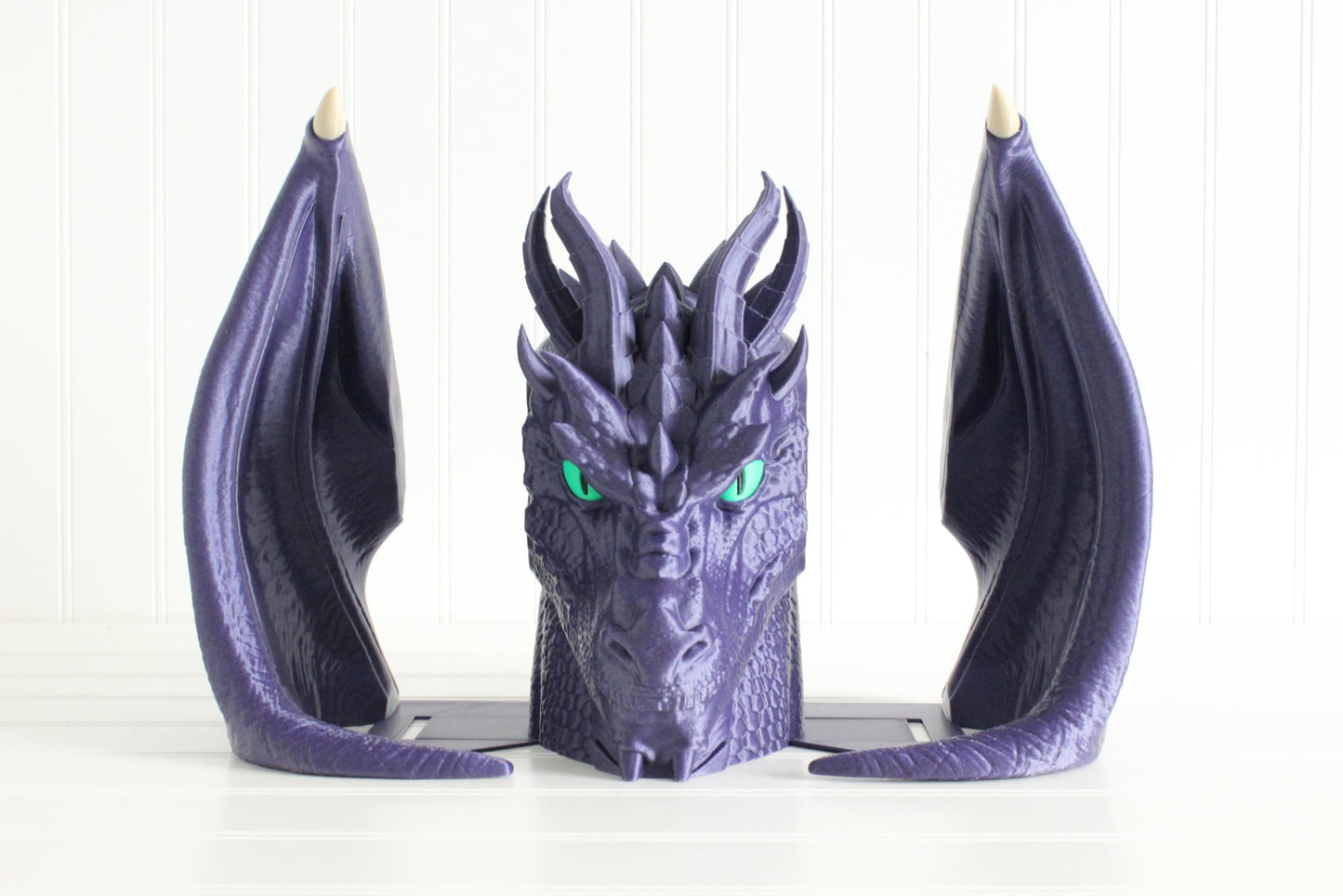 Dragon Bookshelf Decor, Dragon Head, Wings, and Tail, 3D Print, Bookish