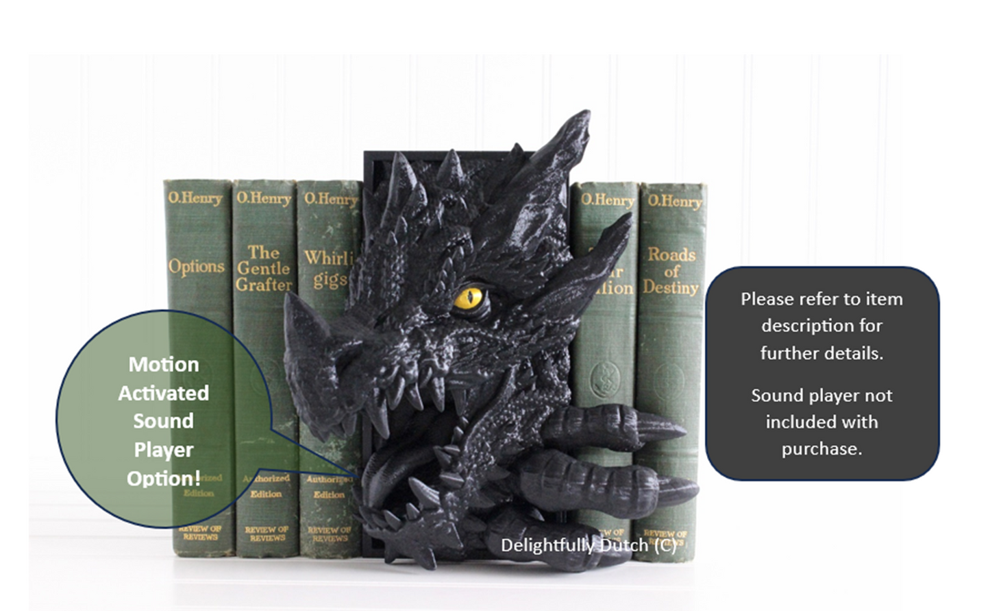 Dragon Head Open Mouth ONLY, Dragon Book Nook, Bookshelf Decor, 3D Print